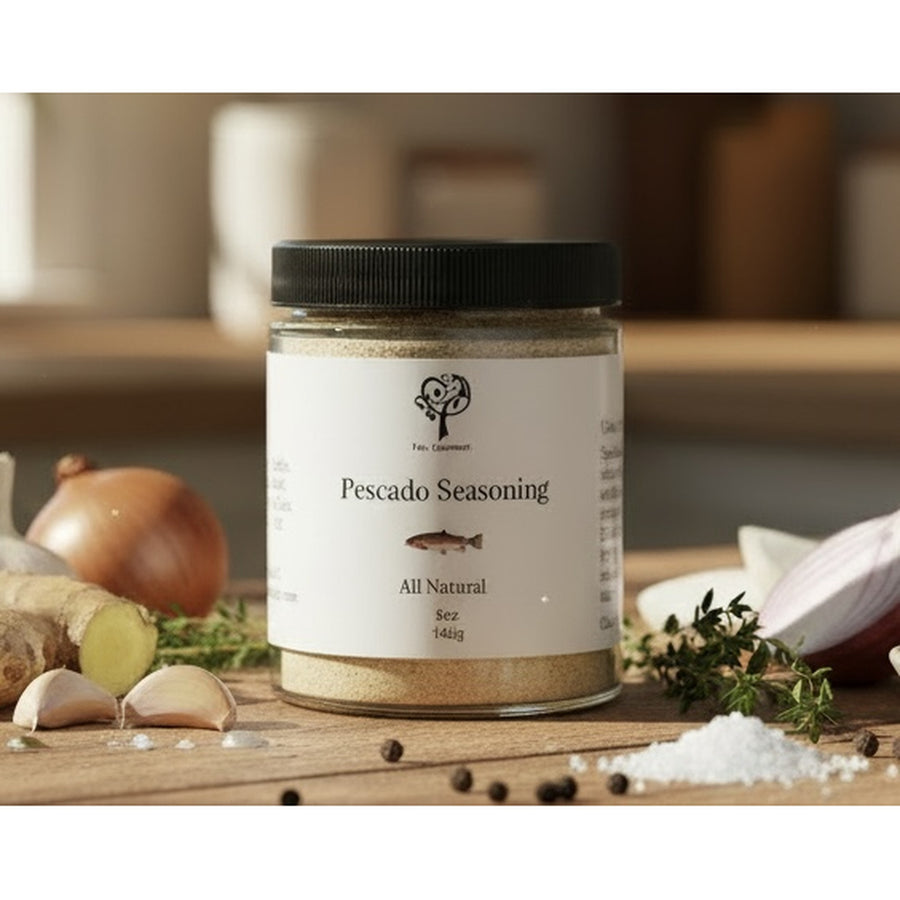 Fox Gourmet Pescado Seasoning jar with ginger and onion